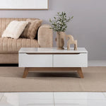 Load image into Gallery viewer, Coffee Table with 2 Storage Drawers - White &amp; Oak Wooden
