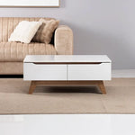 Load image into Gallery viewer, Coffee Table with 2 Storage Drawers - White &amp; Oak Wooden