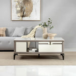 Load image into Gallery viewer, Coffee Table with 3D-Textured Glass Top and Storage Drawers