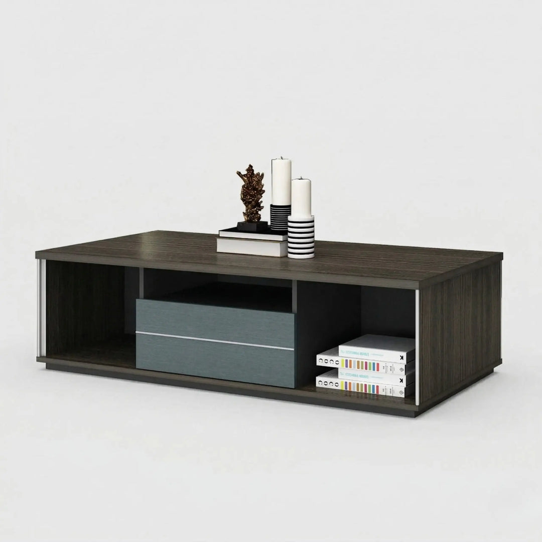 Coffee Table with Storage Cabinet , 25 mm Melamine Board | Open Shelves & Drawer