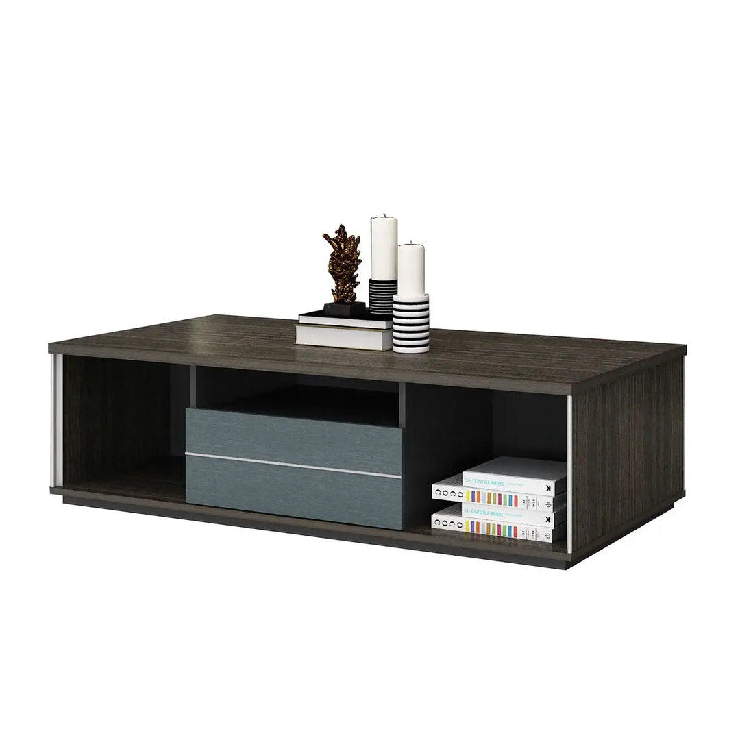 Coffee Table with Storage Cabinet , 25 mm Melamine Board | Open Shelves & Drawer