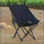 Load image into Gallery viewer, Comfortable Moon Black Chair with Cup Holder for Camping