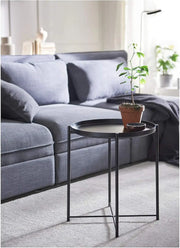 Arabian Mall Metal Small Round Coffee Table for Living Room and Bedroom (Black)