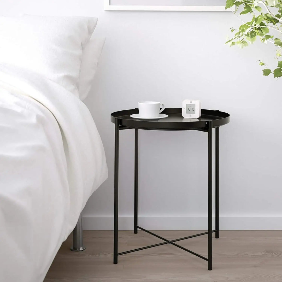 Arabian Mall Metal Small Round Coffee Table for Living Room and Bedroom (Black)