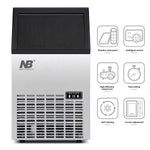 Load image into Gallery viewer, Arabian Mall Commercial Stainless Steel Ice Maker (45kg/24H Output, 15kg Storage Bin) – Black &amp; Silver