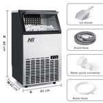 Load image into Gallery viewer, Arabian Mall Commercial Stainless Steel Ice Maker (45kg/24H Output, 15kg Storage Bin) – Black &amp; Silver