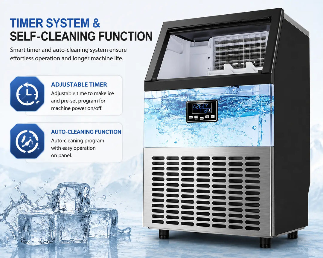 Commercial Ice Maker High Efficiency Commercial Ice Cube Makers Making Machine 80Kg/24Hrs Portable Ice Maker