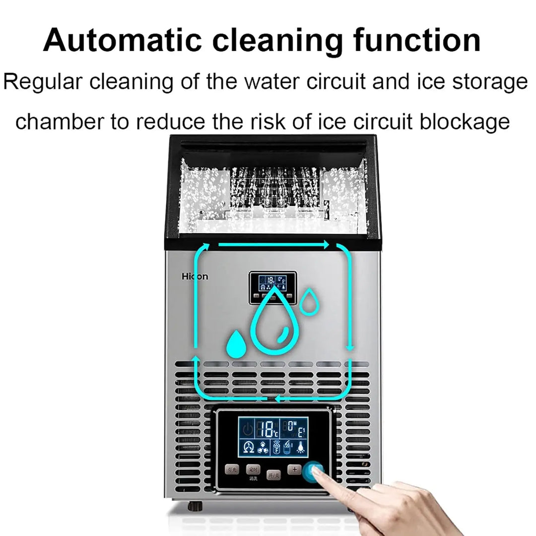 Commercial Ice Maker Machine 55kg 68kg 80kg/24h,Out of Ice 36 45 66 Pieces,Large Ice Machine,Self Cleaning,Ice Storage: 15kg/1580 Pieces,For Families, Restaurants, Bars,55KG