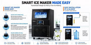 Commercial Ice Maker Machine, Intelligent Cubes Ice Maker, 40kg of Ice Per 24 hours, LED Display, 32 Cubes Per 15 Min, Ideal for Tea Shop, Coffee Shop, Cold Drink Shop, Hotel HZB-40F/A Black