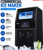Load image into Gallery viewer, Commercial Ice Maker Machine, Intelligent Cubes Ice Maker, 40kg of Ice Per 24 hours, LED Display, 32 Cubes Per 15 Min, Ideal for Tea Shop, Coffee Shop, Cold Drink Shop, Hotel HZB-40F/A Black