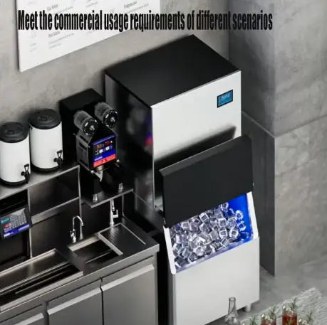 Commercial Ice Maker Machine, Water-Cooled Split Type, 700kg Daily Output, 220kg Storage, Square Ice Cubes, Auto Cleaning