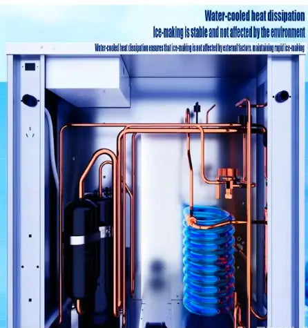 Commercial Ice Maker Machine, Water-Cooled Split Type, 700kg Daily Output, 220kg Storage, Square Ice Cubes, Auto Cleaning