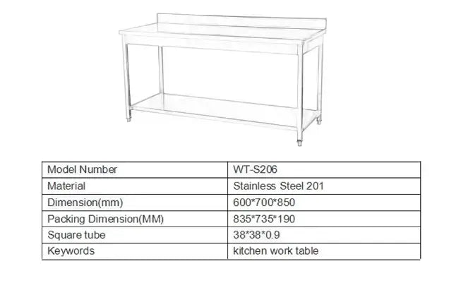 Commercial Stainless Steel Work Table – Heavy-Duty Kitchen Prep Station