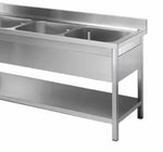 Load image into Gallery viewer, Commercial Triple Bowl Stainless Steel Sink with Undershelf – Heavy-Duty Kitchen Wash Station