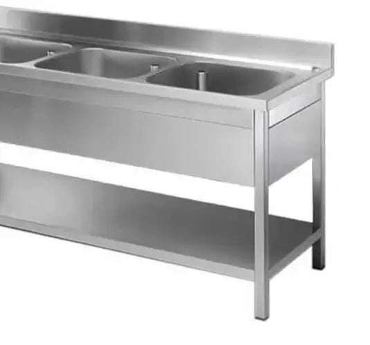 Commercial Triple Bowl Stainless Steel Sink with Undershelf – Heavy-Duty Kitchen Wash Station