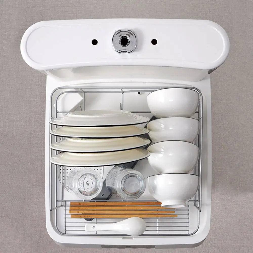 Compact Automatic Countertop Dishwasher with Touch Controls, Hot Air Drying & 72-Hour Storage, One-click Cleaning.