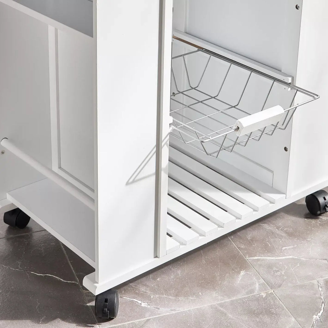 Compact Kitchen Trolley with Two Side Shelves – Multi-Purpose Storage & Meal Prep Cart