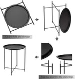 Load image into Gallery viewer, Compact Round Metal Coffee Table – 47×47×51 cm with Tray Top, Foldable Design, Lightweight &amp; Waterproof