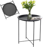 Load image into Gallery viewer, Compact Round Metal Coffee Table – 47×47×51 cm with Tray Top, Foldable Design, Lightweight &amp; Waterproof