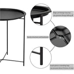 Load image into Gallery viewer, Compact Round Metal Coffee Table – 47×47×51 cm with Tray Top, Foldable Design, Lightweight &amp; Waterproof