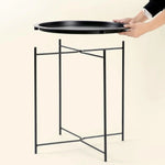Load image into Gallery viewer, Compact Round Metal Coffee Table – 47×47×51 cm with Tray Top, Foldable Design, Lightweight &amp; Waterproof