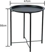Load image into Gallery viewer, Compact Round Metal Coffee Table – 47×47×51 cm with Tray Top, Foldable Design, Lightweight &amp; Waterproof