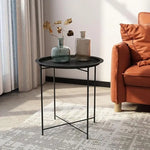 Load image into Gallery viewer, Compact Round Metal Coffee Table – 47×47×51 cm with Tray Top, Foldable Design, Lightweight &amp; Waterproof