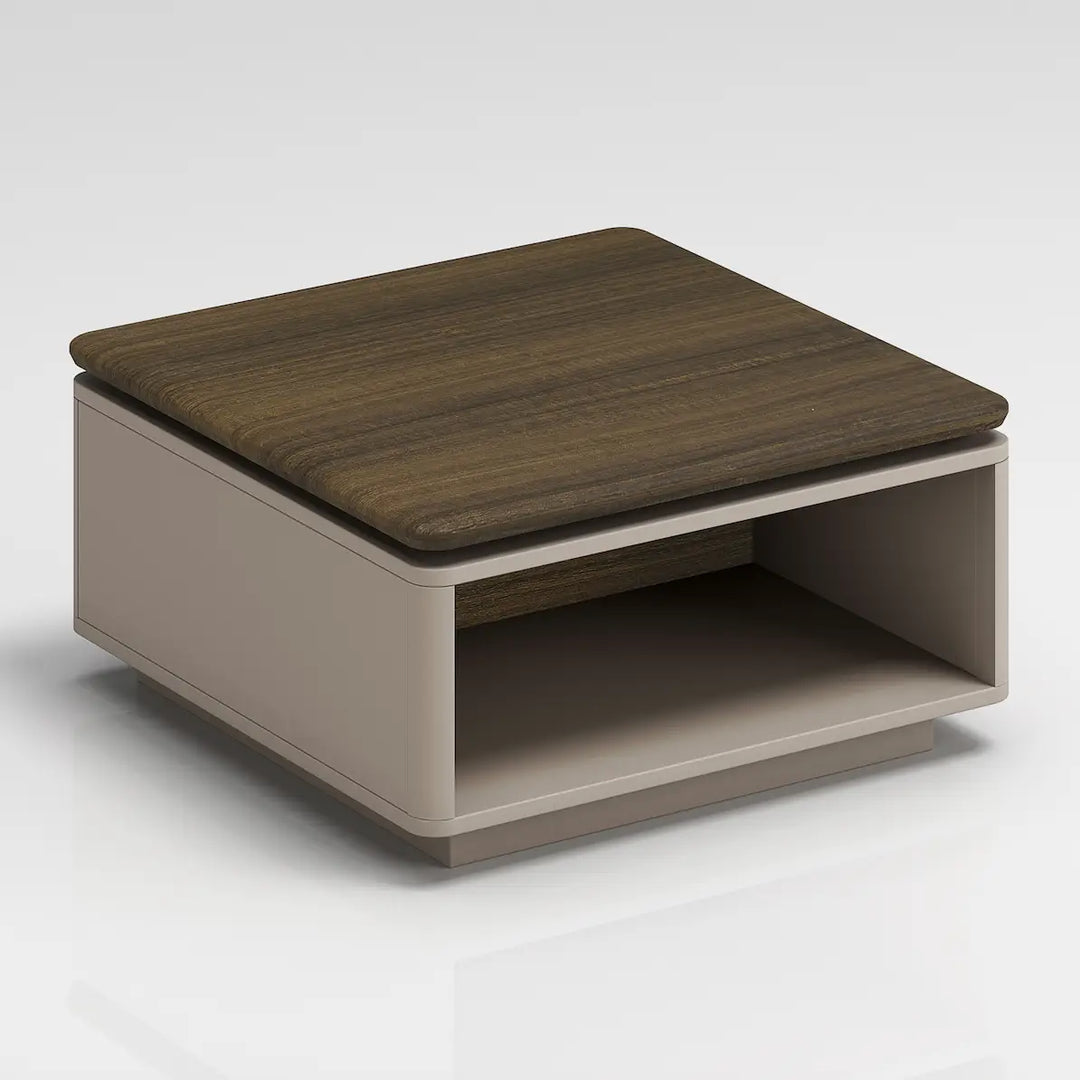 Compact Walnut & Beige Coffee Table – 70x70cm MDF & MFC with PVC Veneer Finish