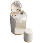 Load image into Gallery viewer, Compact White Makeup Vanity Table with LED Mirror and Folding Bench-GCC Home Center