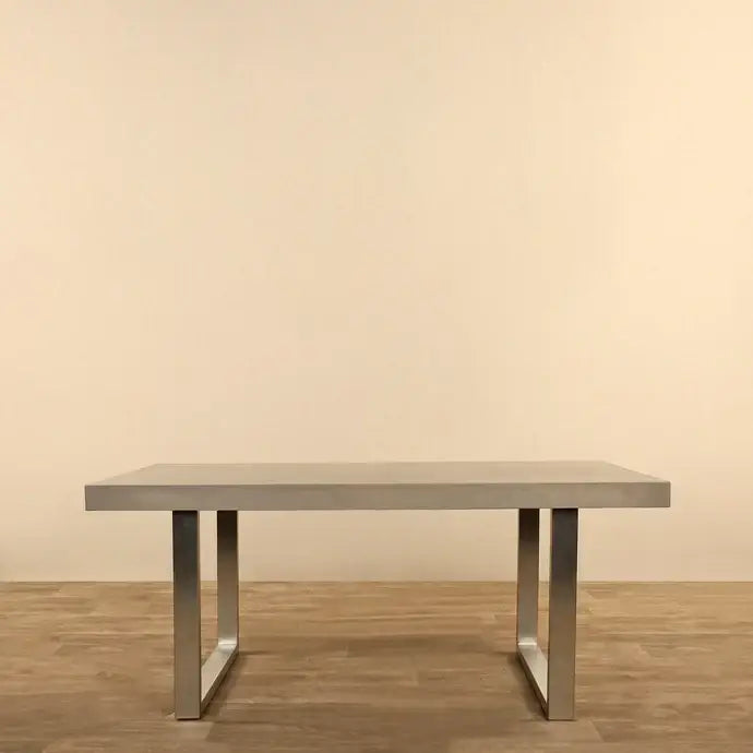 Concrete & Stainless Steel Dining Table - Dark Grey