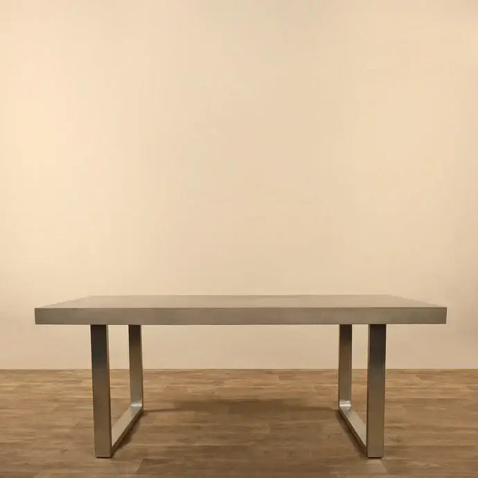Concrete & Stainless Steel Dining Table - Dark Grey