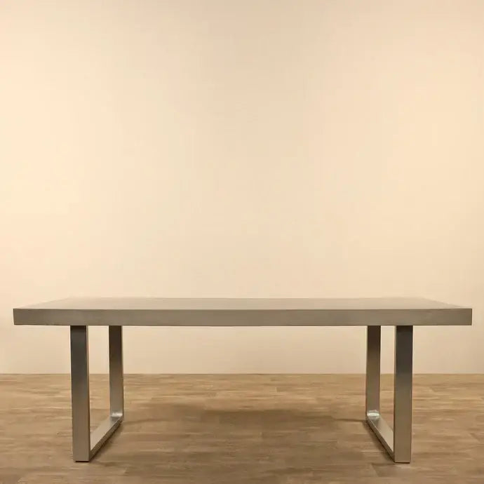 Concrete & Stainless Steel Dining Table - Dark Grey