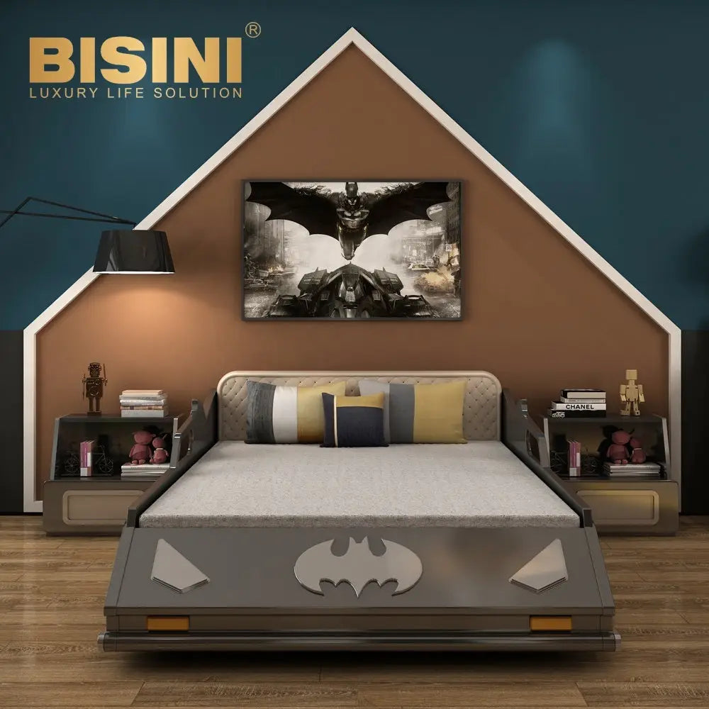 Cool Kids Furniture Batmans Car Bed with Nightstand Hot Sale Children Bedroo Set