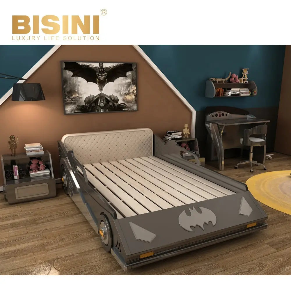 Cool Kids Furniture Batmans Car Bed with Nightstand Hot Sale Children Bedroo Set