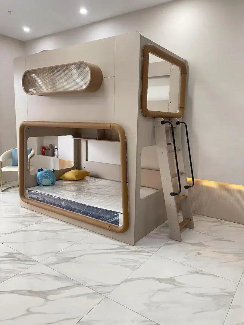 COOLBABY ZLJ1121 Space Capsule Bunk Bed with High Guardrails（LED light strips need to be matched by yourself）