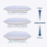 Cooling Memory Foam Pillows (Pack of 2) - Adjustable Height, Double-Sided Cooling & Comfort, CertiPUR-US Certified, Standard Size for All Sleepers-GCC Home Center