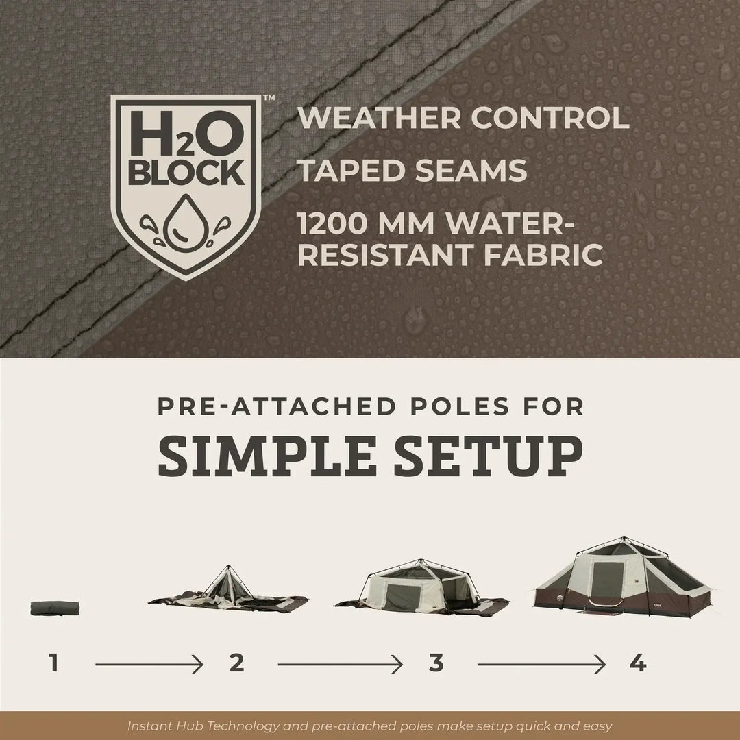 CORE 10 Person Lighted Instant Pyramid Tent 16' x 9'