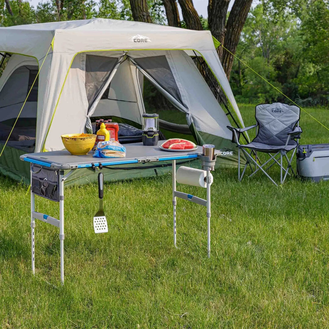 Core 4 Foot Outdoor Table with Flex Rail – Portable, Outdoor Prep Table, Camping Table