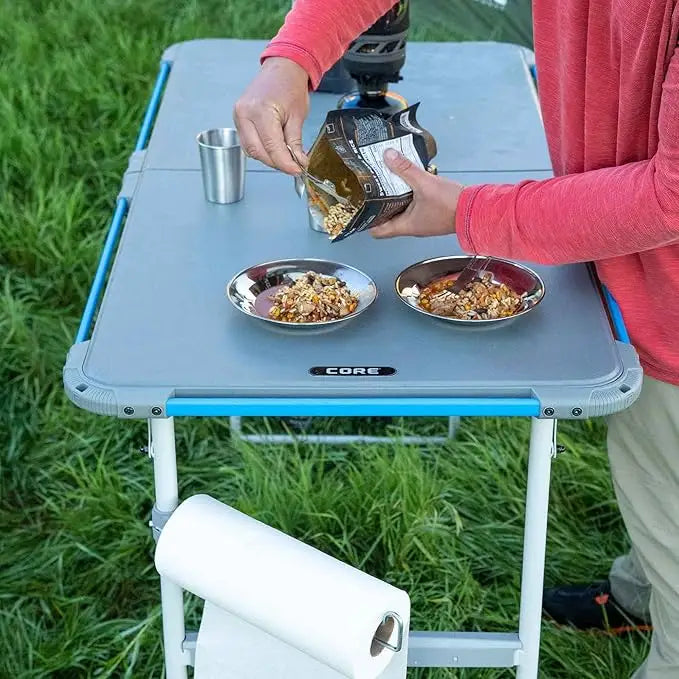 Core 4 Foot Outdoor Table with Flex Rail – Portable, Outdoor Prep Table, Camping Table