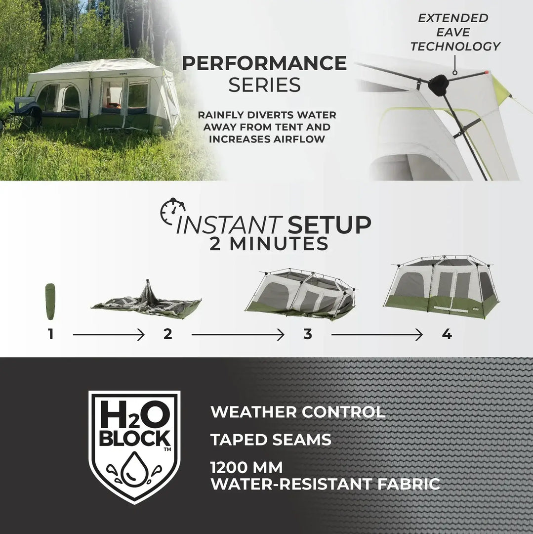 Core 8 Person Instant Cabin Performance Tent – 13' x 9'