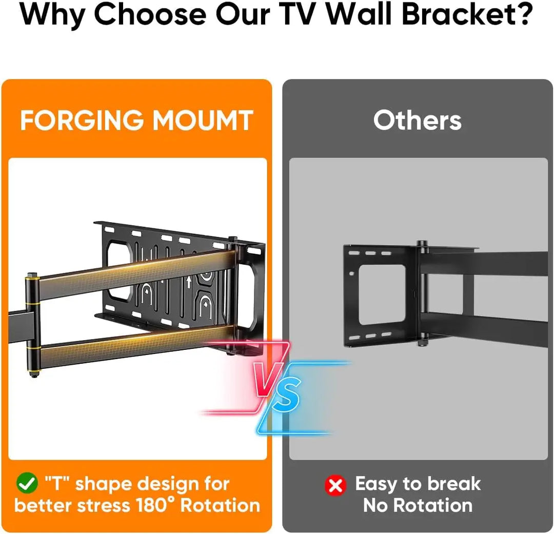 Corner TV Mount with 25.6" Long Arm,Landscape to Portrait Full Motion TV Wall Mount Swivel Tilt Heavy Duty for 26-65''Screens, Load 77lbs,Max VESA 400x400mm, Fit 16''Stud