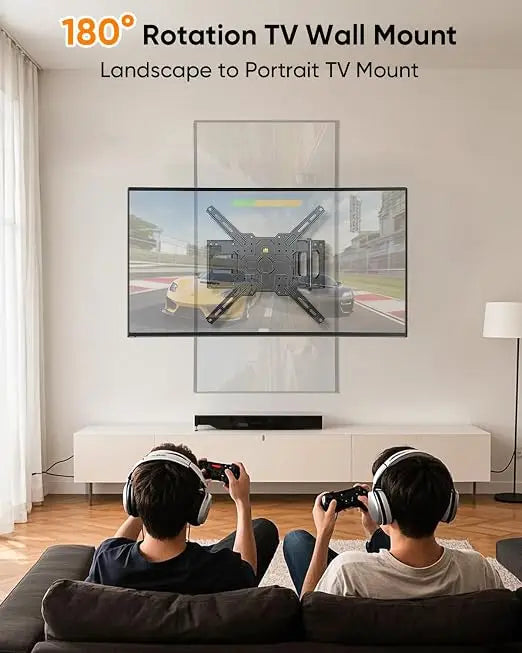 Corner TV Mount with 25.6" Long Arm,Landscape to Portrait Full Motion TV Wall Mount Swivel Tilt Heavy Duty for 26-65''Screens, Load 77lbs,Max VESA 400x400mm, Fit 16''Stud
