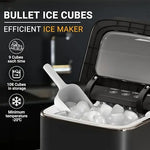 Load image into Gallery viewer, Countertop Ice Maker, Compact Bullet Ice Cube Maker, 12kg/26 lbs in 24H, Self-Cleaning Nugget Ice Machine, 9 Cubes in 6 Mins, Ideal for Home Kitchen Office RV Use, Ice Scoop &amp; Basket Included