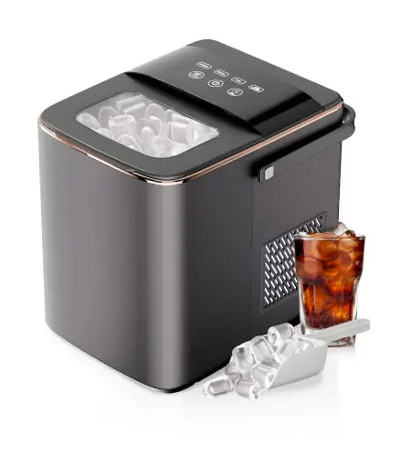 Countertop Ice Maker, Compact Bullet Ice Cube Maker, 12kg/26 lbs in 24H, Self-Cleaning Nugget Ice Machine, 9 Cubes in 6 Mins, Ideal for Home Kitchen Office RV Use, Ice Scoop & Basket Included