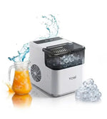 Load image into Gallery viewer, Countertop Ice Maker Machine – 12kg/24Hrs, 9 Bullet Cubes in 6-8 Mins, 1.6L Water Tank, 2 Ice Sizes (Small/Large), Portable Automatic Ice Maker with Scoop &amp; Removable Basket – 165W Energy Efficient for Home, Kitchen, Office, RV, Camping &amp; Bars