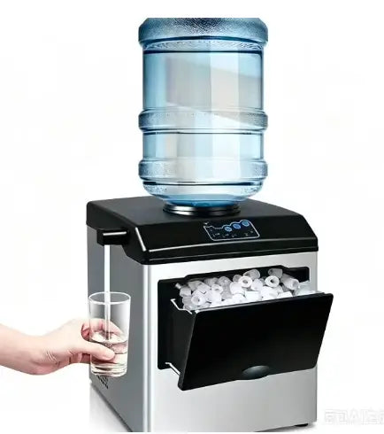 Countertop Ice Maker Machine, 25kg/24hrs, Round Ice Cubes, 3 Size Selection, Dual Water Inlet, 140W, Model HK-ZBJ