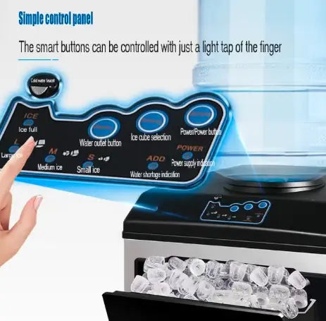 Countertop Ice Maker Machine, 25kg/24hrs, Round Ice Cubes, 3 Size Selection, Dual Water Inlet, 140W, Model HK-ZBJ