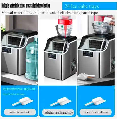 Countertop Ice Maker Machine, 30kg Daily Output, 150W, Stainless Steel