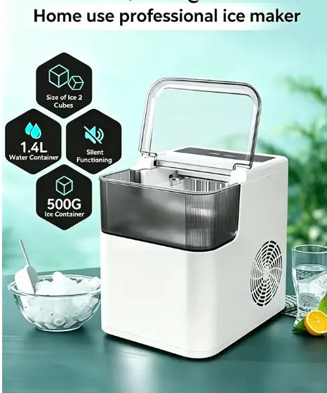 Countertop Ice Maker Machine,9 Bullet Ice Cubes Ready in 6 Mins,2 Ice Sizes, Self-Cleaning, Portable Ice Maker