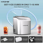 Load image into Gallery viewer, Countertop Ice Maker Machine with LED Display, Auto Clean Function, 9 Bullet Ice Cubes per Cycle, Ice Scoop Included, Portable Stainless Steel Ice Machine for Home, Bar and Party Use KR-IM12SH
